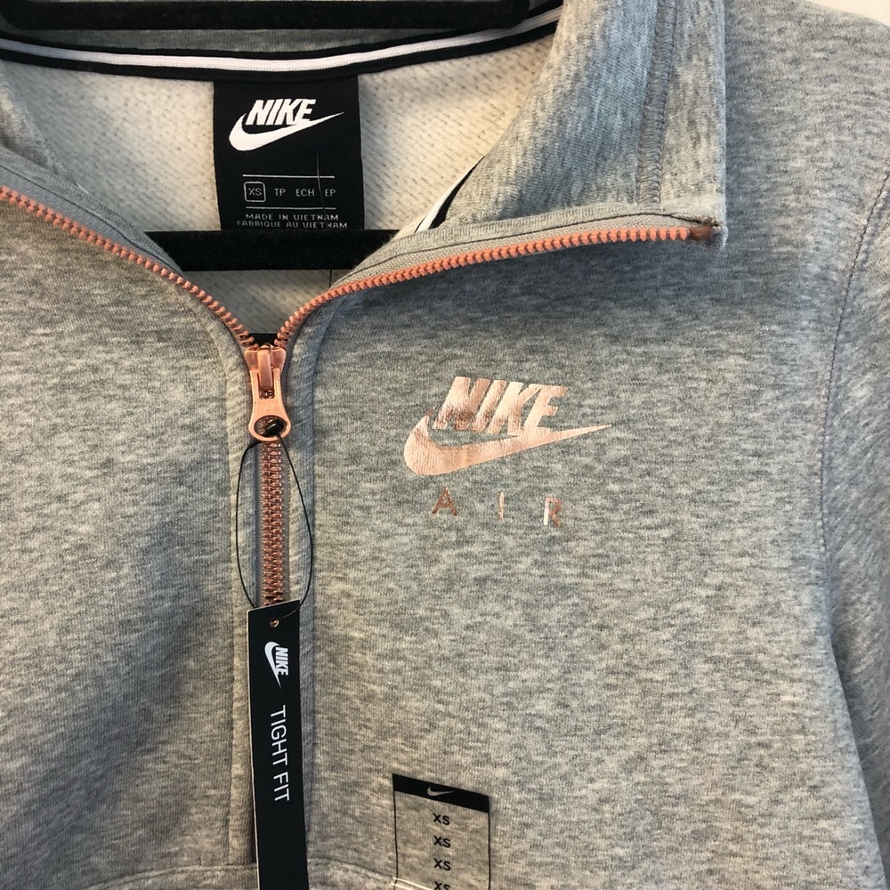 NWT Nike Air Half Zip Pullover Grey + Rose Gold - Picture 4 of 8